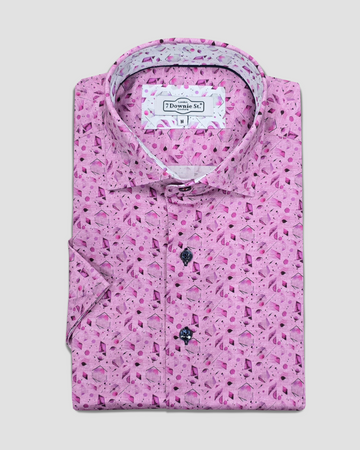 Short Sleeve Casual Shirt in Berry Abstract