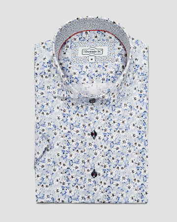 Short Sleeve Casual Shirt in Blue White Floral