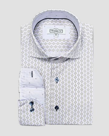 Long Sleeve Casual Shirt in Grey Gold Cross