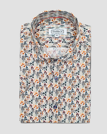 Short Sleeve Casual Shirt in Bold Sunset Branches