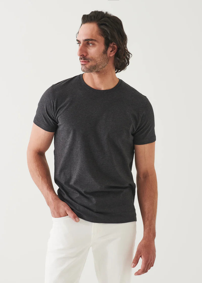 Patrick Assaraf Iconic Pima Cotton Stretch T-Shirt in Charcoal
