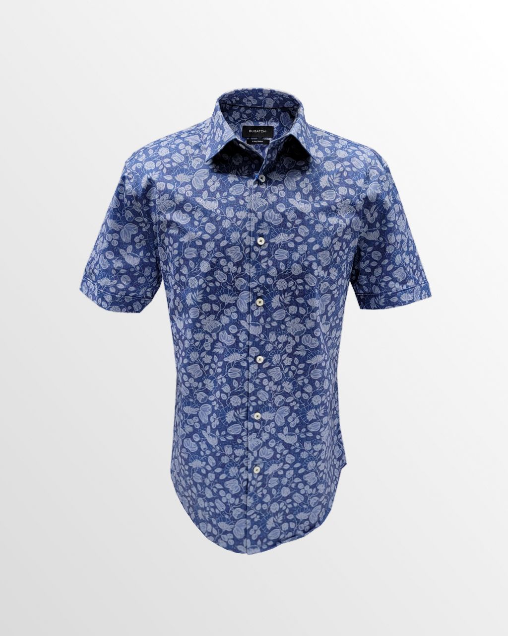 Bugatchi OoohCotton Casual Shirt in Blue Graphic Leaves