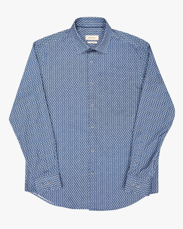 OoohCotton Sport Shirt in Navy Diamond Pattern