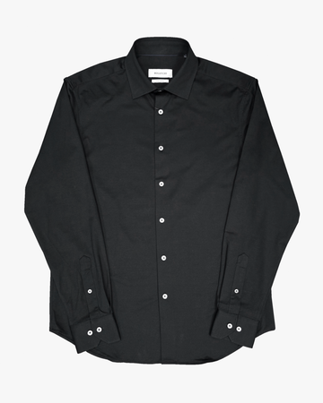 OoohCotton Sport Shirt in Solid Black with White Buttons