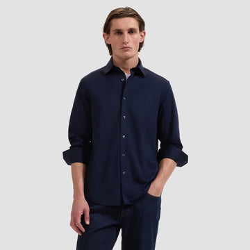 OoohCotton Sport Shirt in Solid Navy
