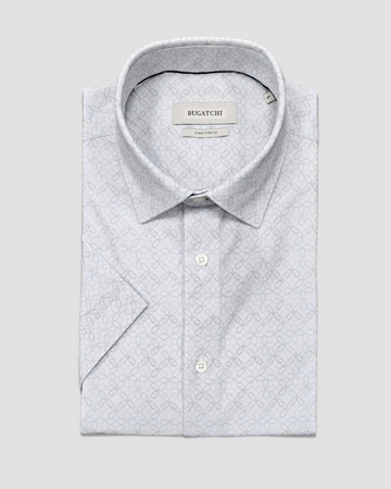 OoohCotton Short Sleeve Casual Shirt in Ivory Shadowed Leaves