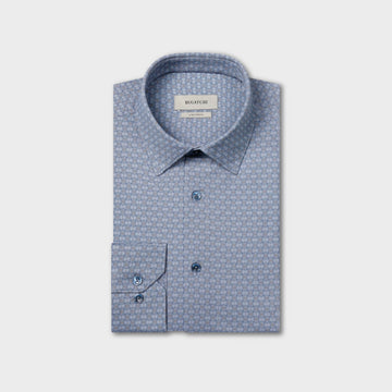 OoohCotton Casual Geometric Shirt in Marine Blue