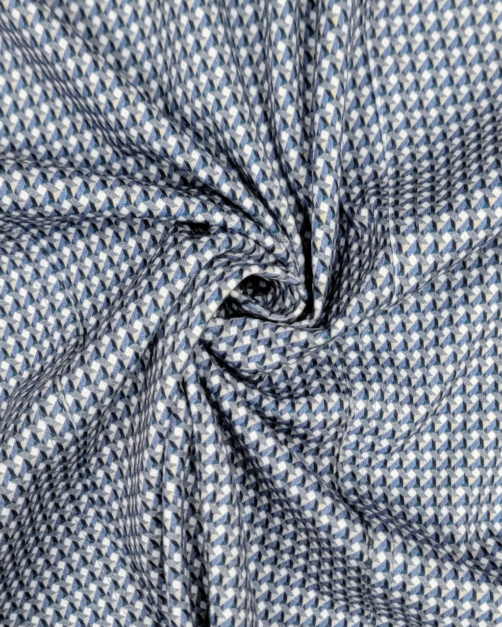Desoto Long Sleeve Jersey Shirt in Geometric Blue Print