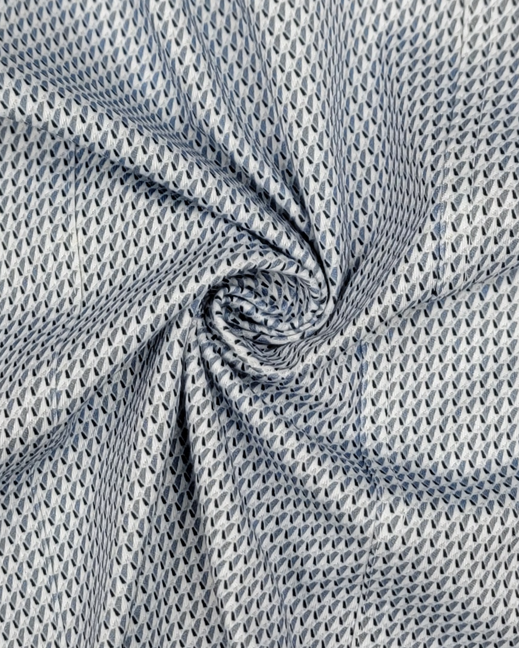 Desoto Long Sleeve Jersey Shirt in Geometric Light Blue Print
