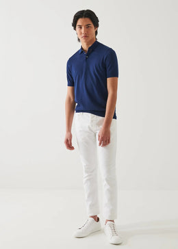 Patrick Assaraf Cotton Cupro Polo in Navy