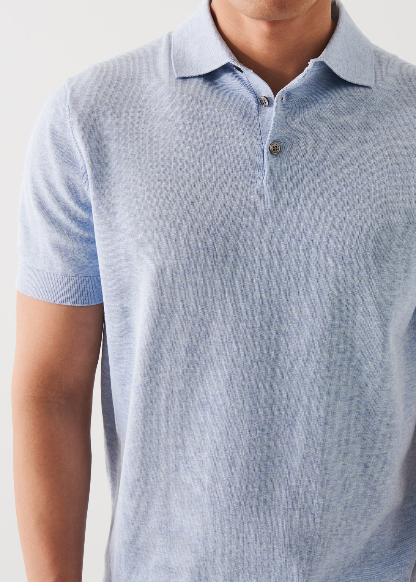 Patrick Assaraf Cotton Cupro Polo in Blue Bell