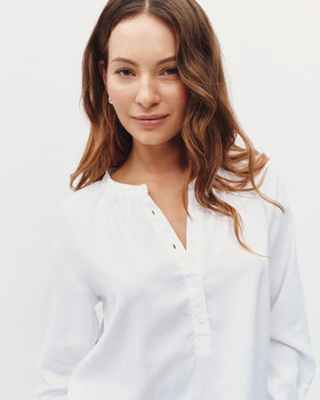 Long Sleeve Wide Blacket Pullover in White