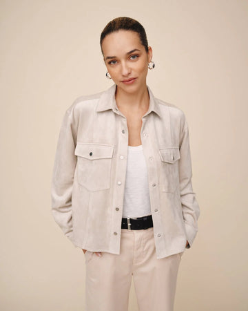 Seamed Pocket Shacket in Panna Cotta