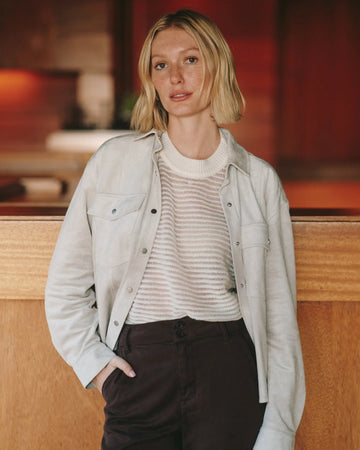 Seamed Pocket Shacket in Panna Cotta