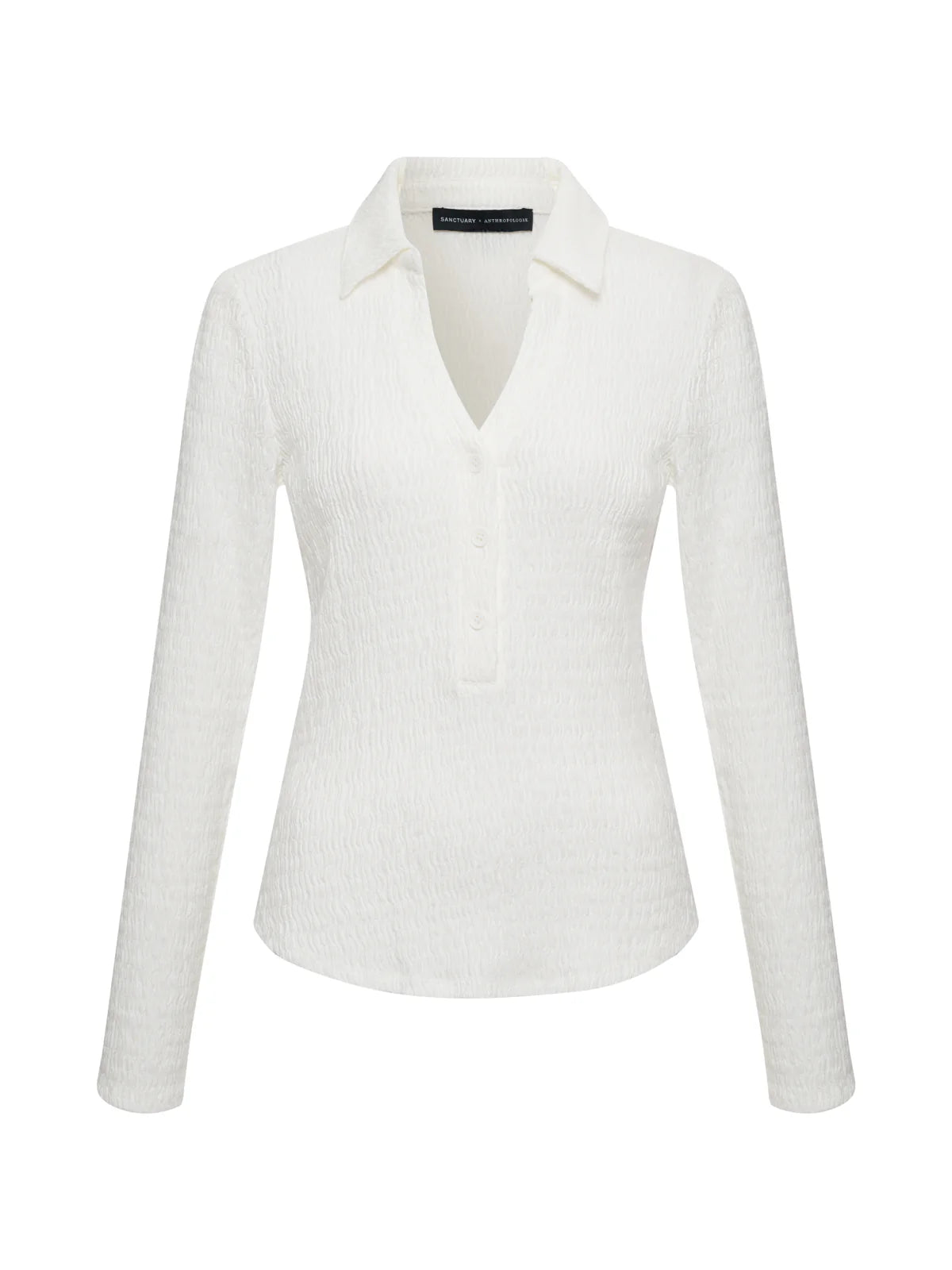 Long Sleeve Textured Top in Chalk