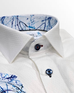 Cotton Blend Stretch Sport Shirt in White