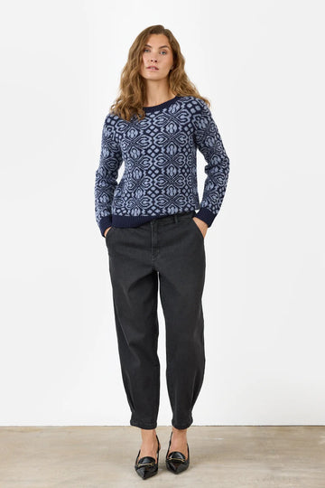 Geometric Print Pullover in Blue