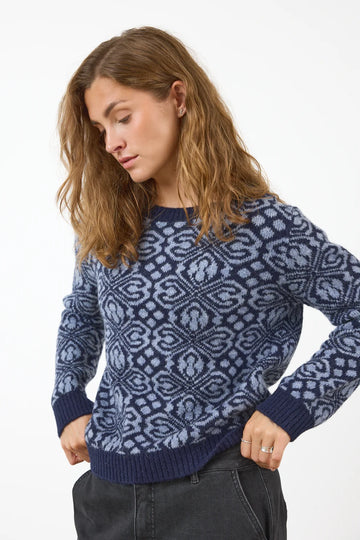 Geometric Print Pullover in Blue