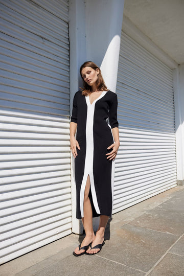 Lidya Block Dress in Black