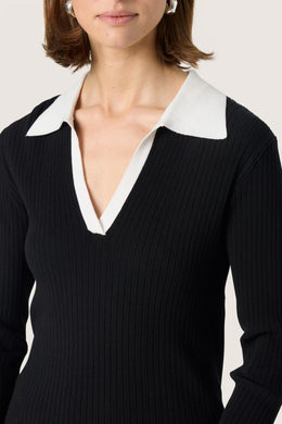 Lidya Polo Pullover in Black