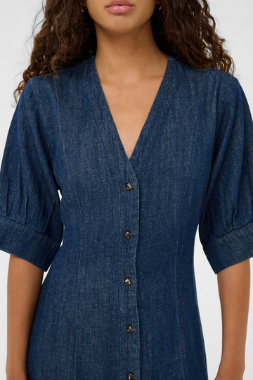 Chaman Daria Dress in Dark Blue Denim
