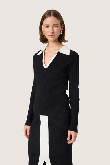 Lidya Polo Pullover in Black