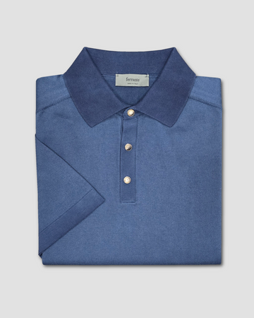 Snap Button Polo in Navy