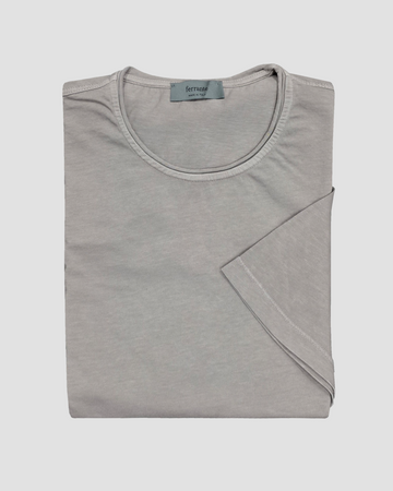 Rolled Collar T-Shirt in Taupe