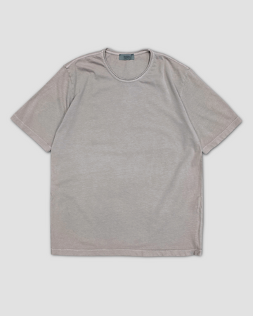 Rolled Collar T-Shirt in Taupe