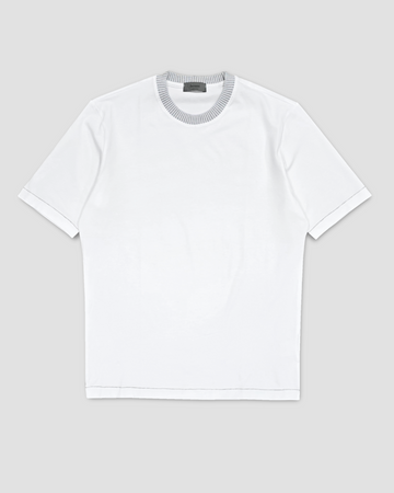 Contrast Collar T-Shirt in White and Grey