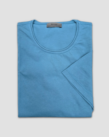 Rolled Collar T-Shirt in Ocean