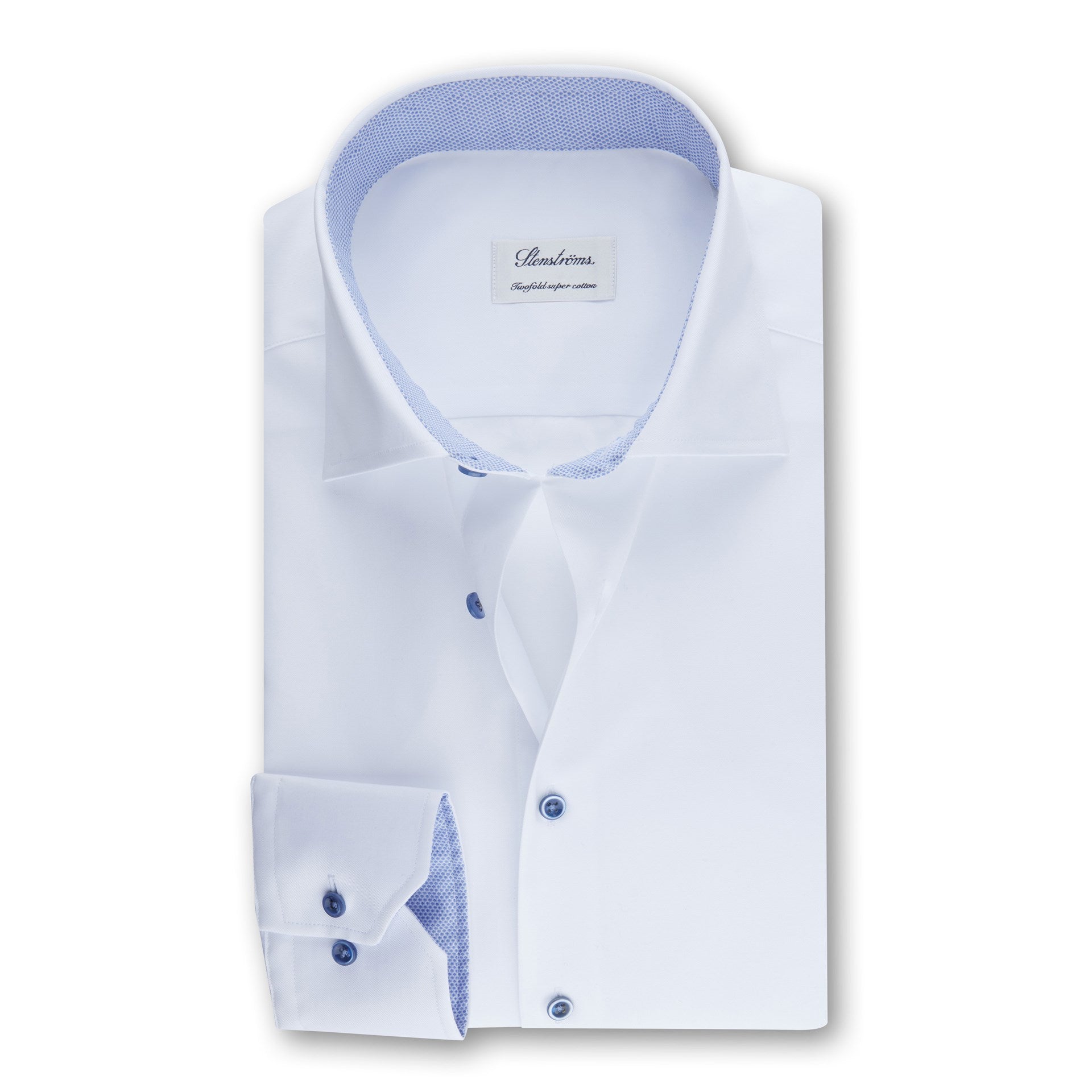 Stenstroms Fitted Body White Contrast Dress Shirt