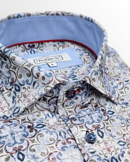 Cotton Blend Stretch Sport Shirt in Weathered Mosaic
