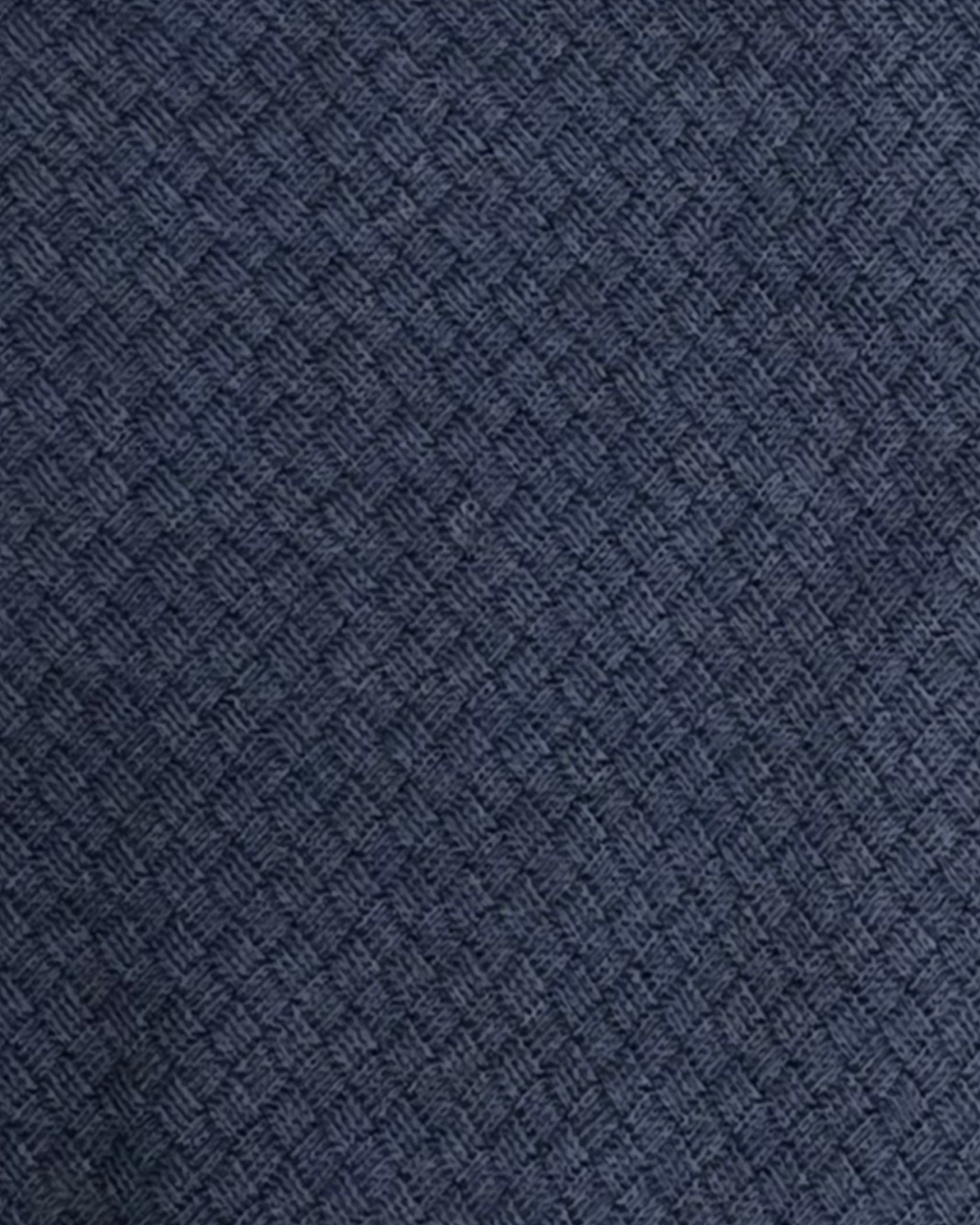 Basket Weave Full Zip Knit Jacket in Navy