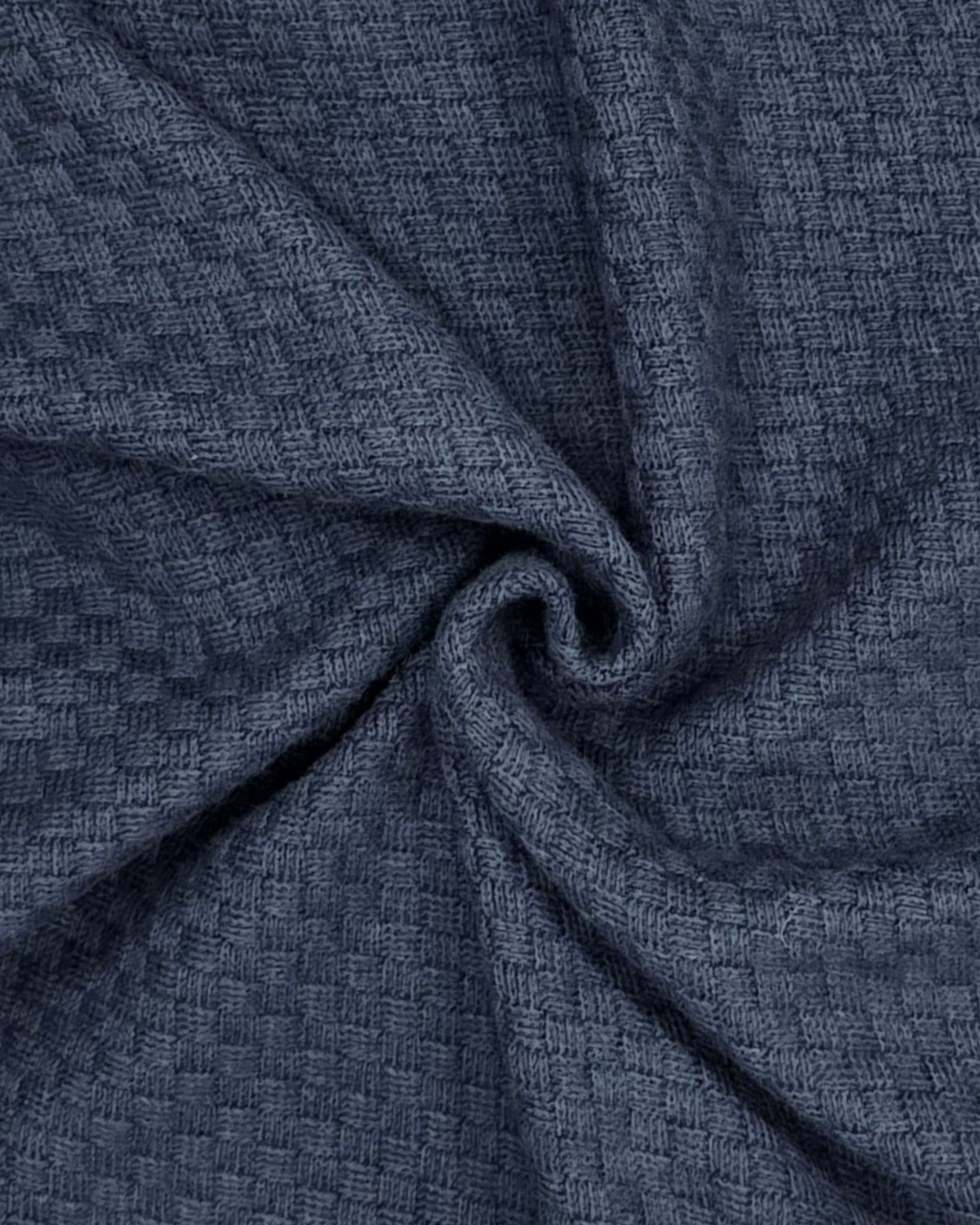 Basket Weave Full Zip Knit Jacket in Navy