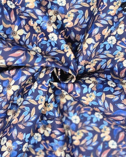Cotton Blend Sport Shirt in Navy/Beige