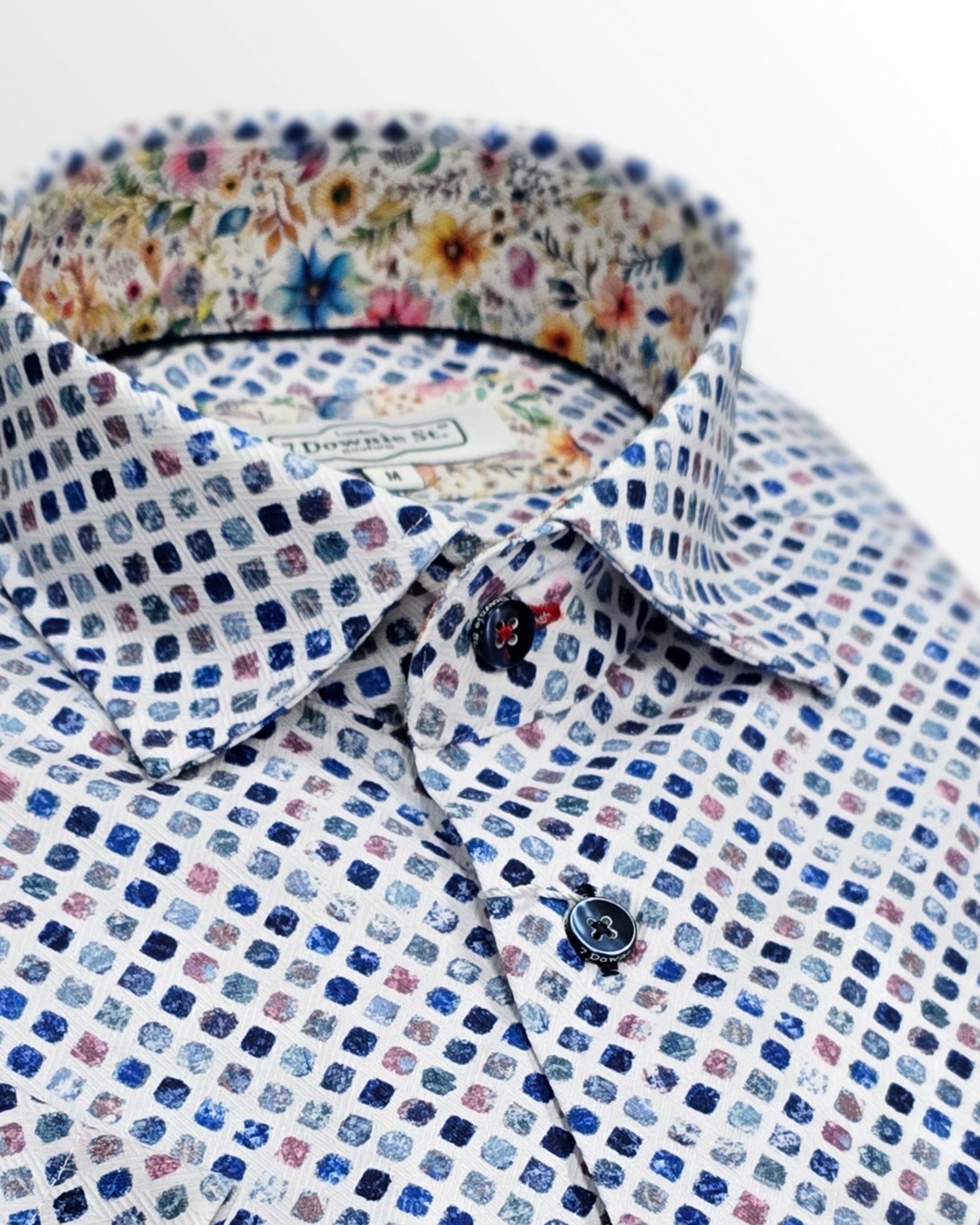 Cotton Blend Stretch Sport Shirt in Weathered Tiles