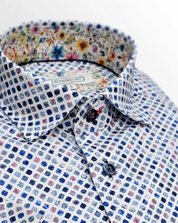 Cotton Blend Stretch Sport Shirt in Weathered Tiles