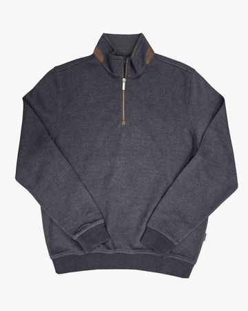 1/4 Zip Herringbone Sweater in Navy/Brown