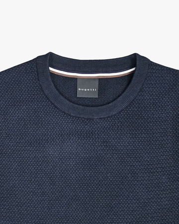 Textured Cotton Cashmere Pullover in Navy