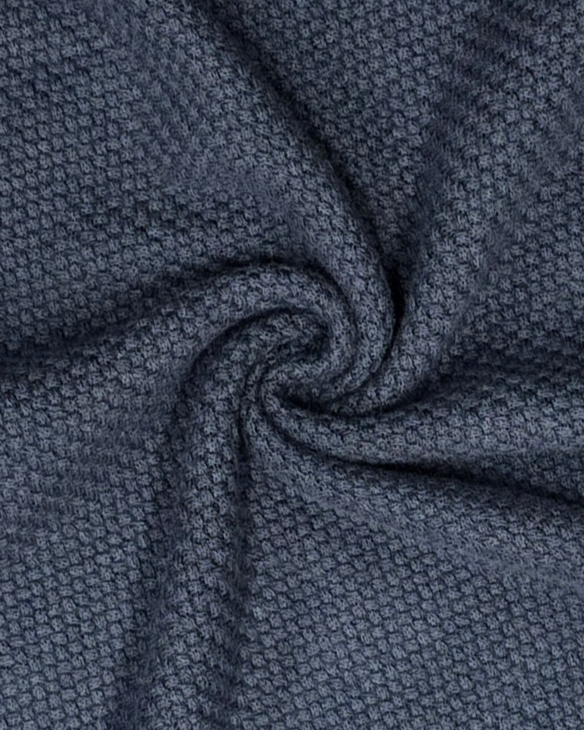 Textured Cotton Cashmere Pullover in Navy