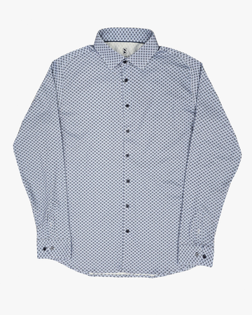 Jersey Stretch Slim Fit Casual Shirt in Pale Blue Contrast Swirl