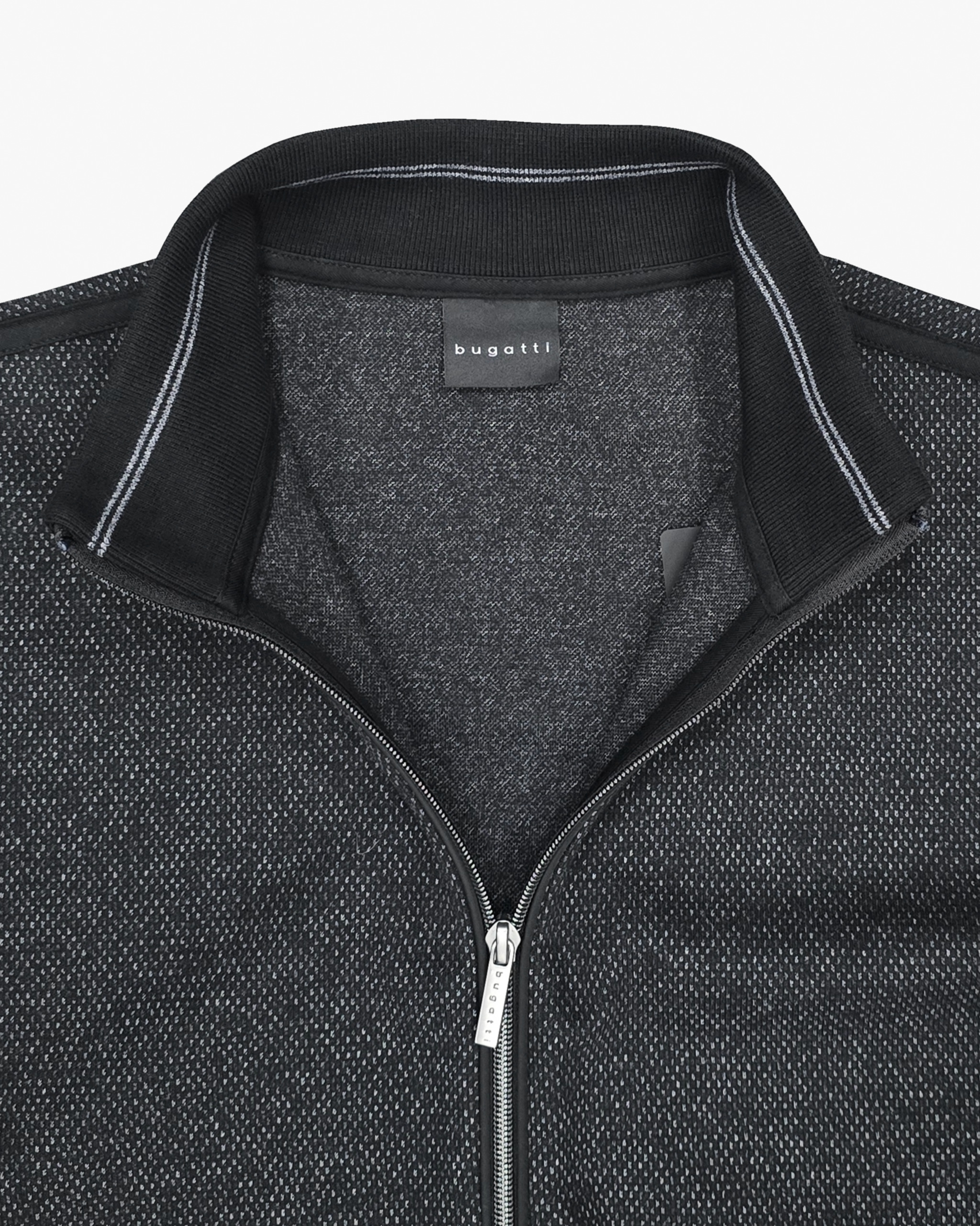 Textured Full Zip Knit Jacket in Black