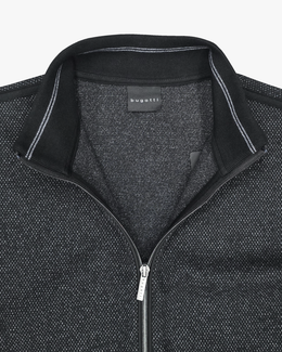 Textured Full Zip Knit Jacket in Black