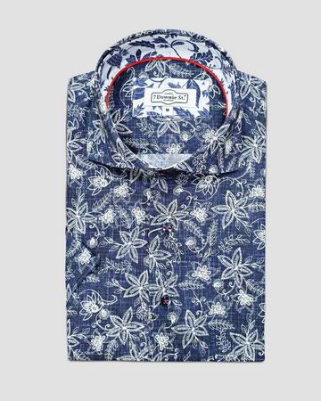 Short Sleeve Casual Shirt in Navy Bold Floral
