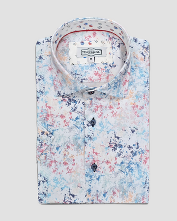 Short Sleeve Casual Shirt in Weathered Multicolours