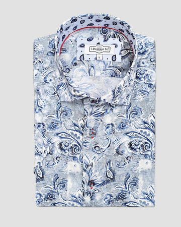 Short Sleeve Casual Shirt in Blue Paisley