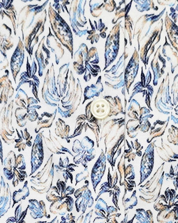 Short Sleeve Jersey Stretch Shirt in Blue/Tan Foliage