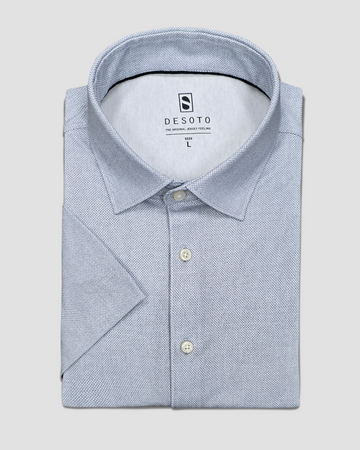 Short Sleeve Jersey Stretch Shirt in Oxford Blue