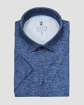 Short Sleeve Jersey Stretch Shirt in Denim Haze